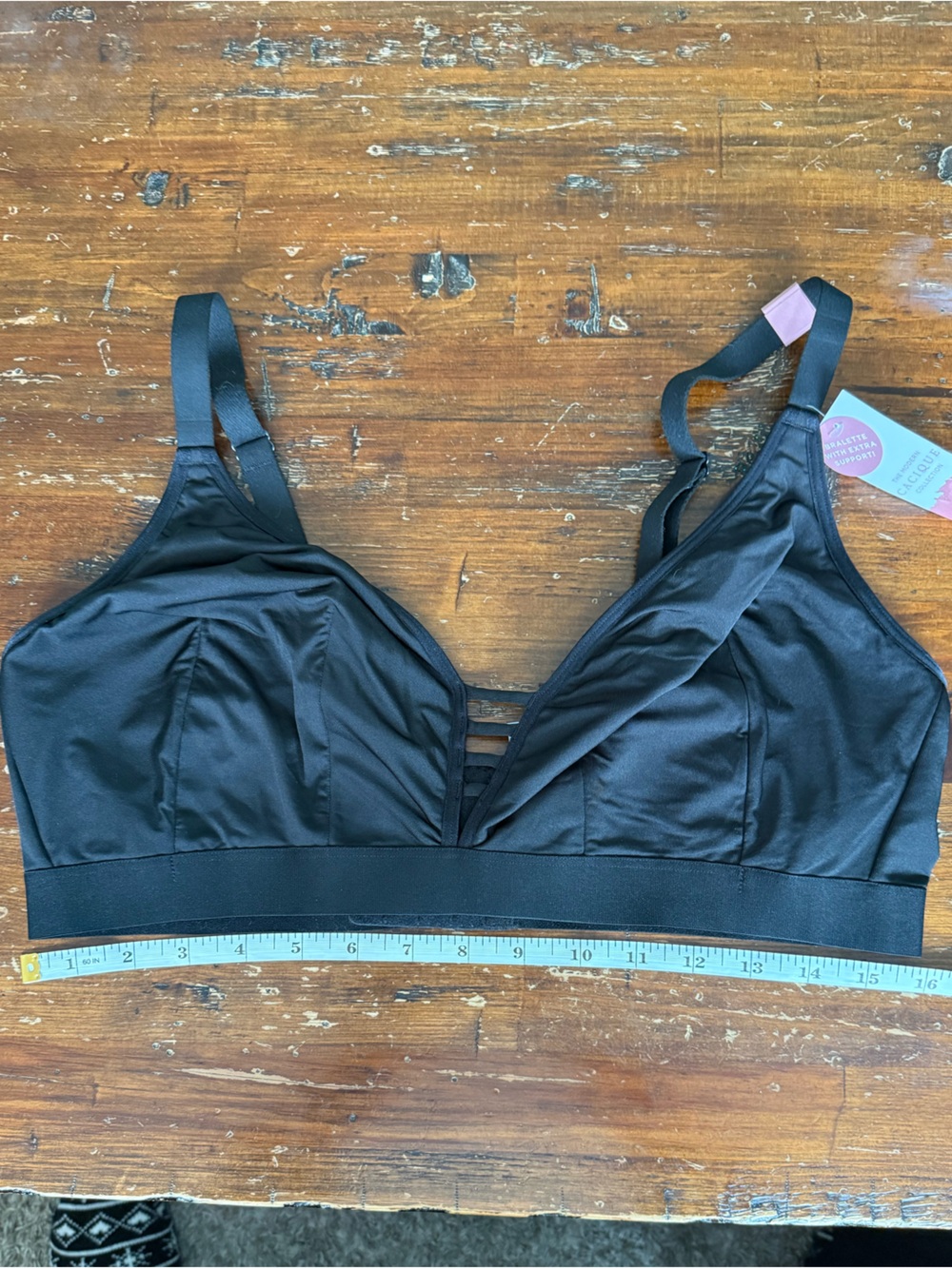Cacique Black Strappy Plunge Bralette